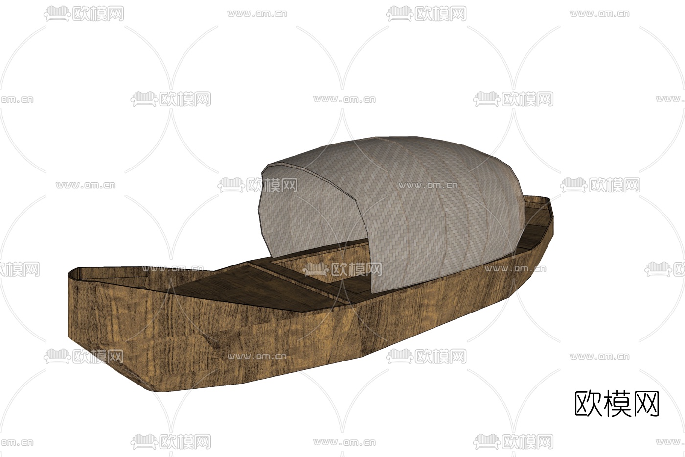 中式古代木船免费su模型下载