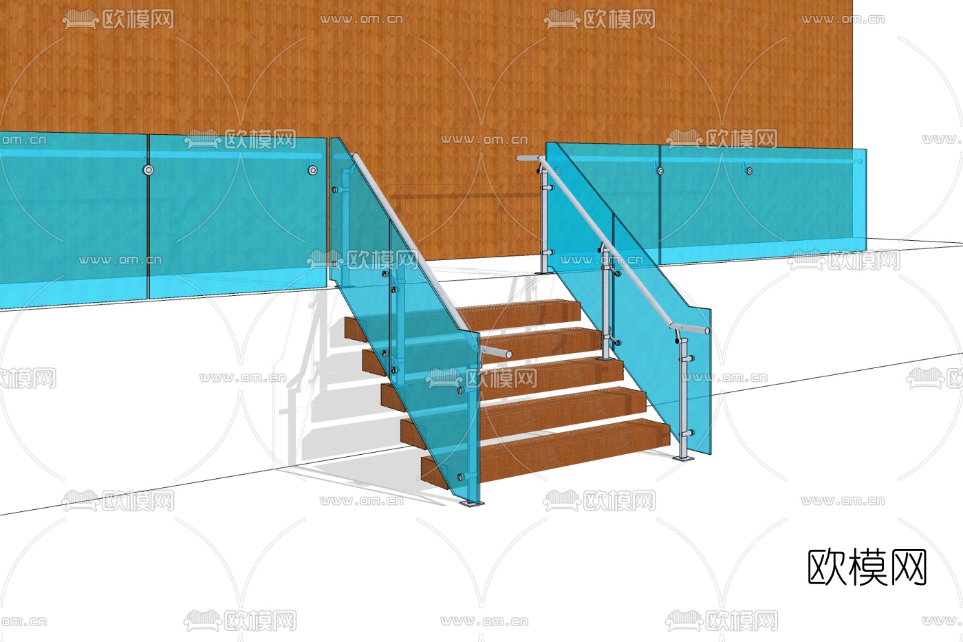 现代楼梯免费su模型下载