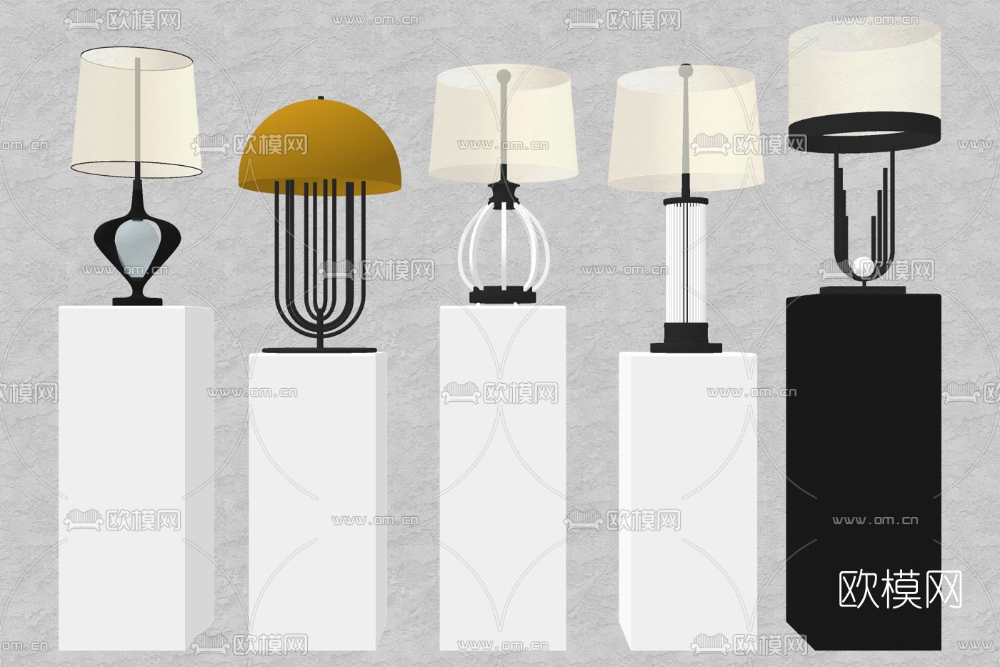 现代金属台灯组合免费su模型下载