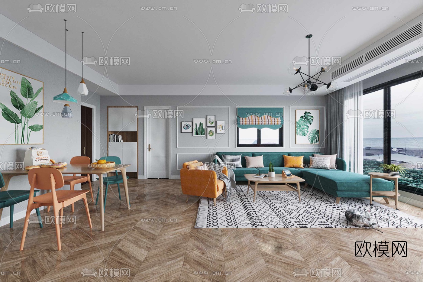 北欧客厅餐厅3d模型