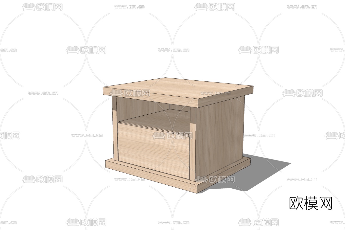 北欧原木床头柜免费su模型下载