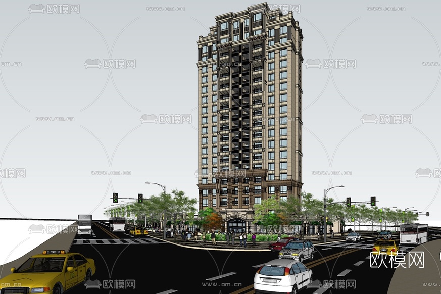 欧式商业街免费su模型下载