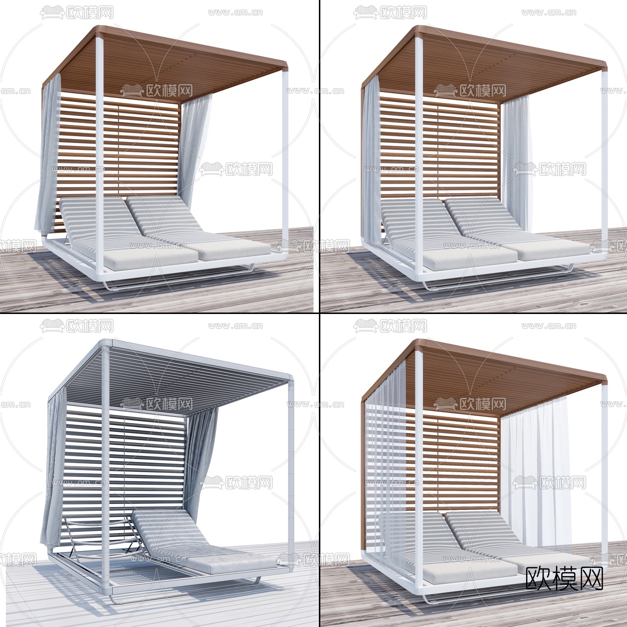 现代户外双人躺椅3d模型
