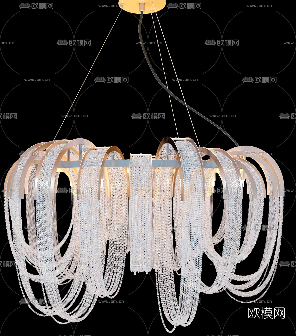 现代轻奢水晶吊灯3d模型下载（渲染图1）