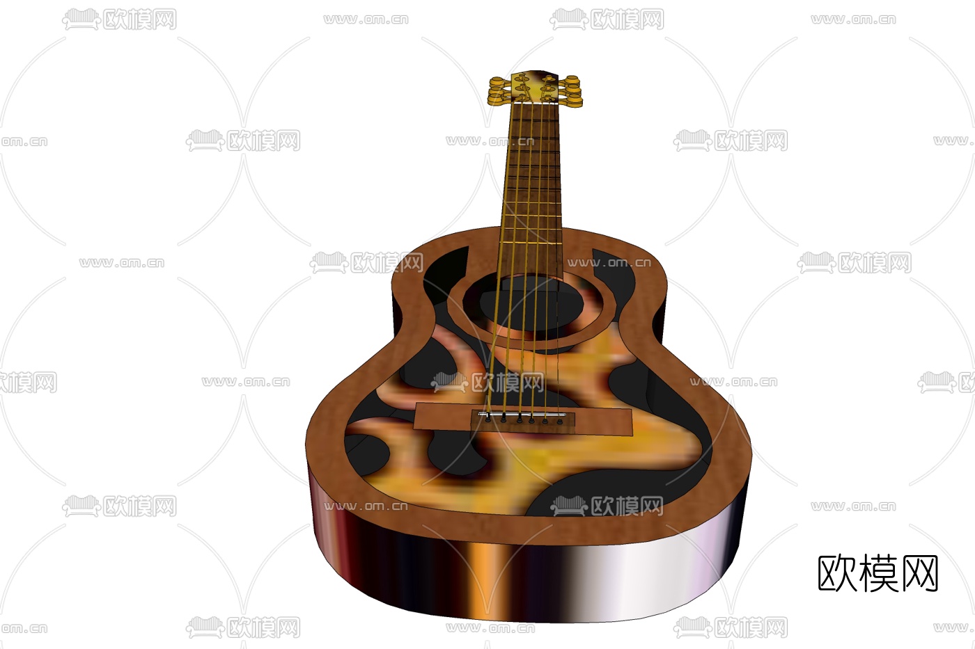 欧式古典吉他免费su模型下载