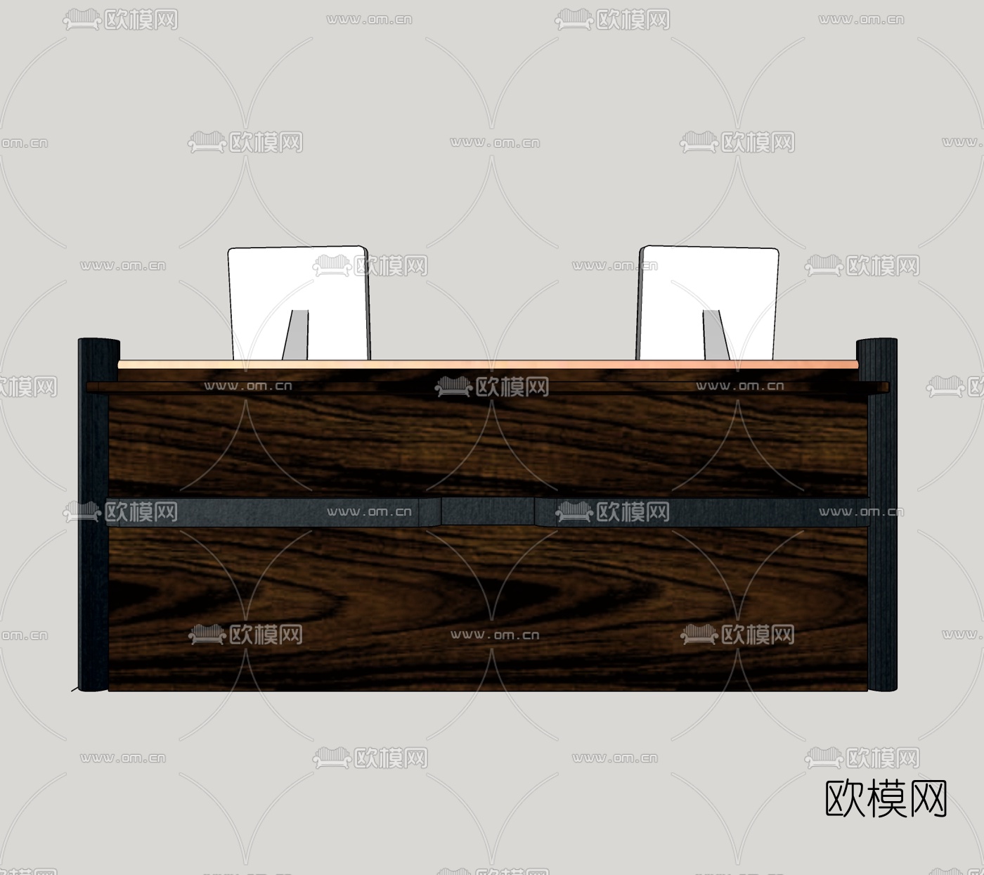 现代接待台免费su模型下载