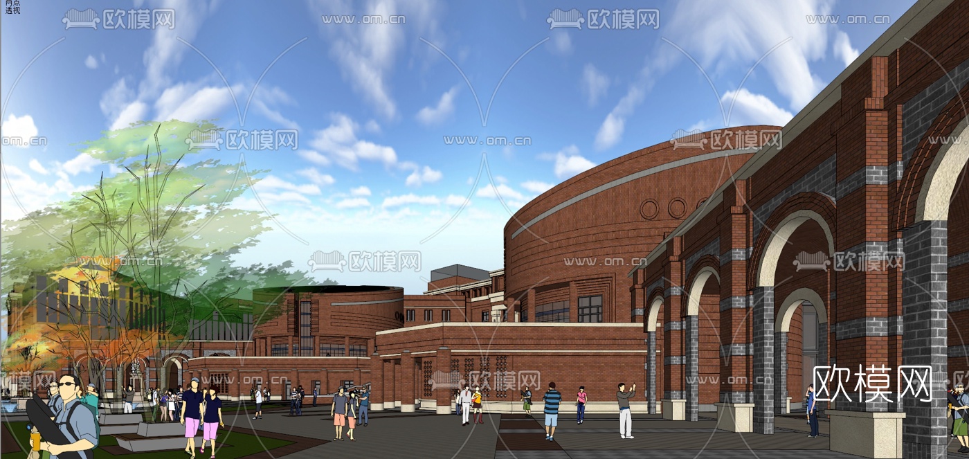 欧式大学学校规划su模型下载（渲染图5）