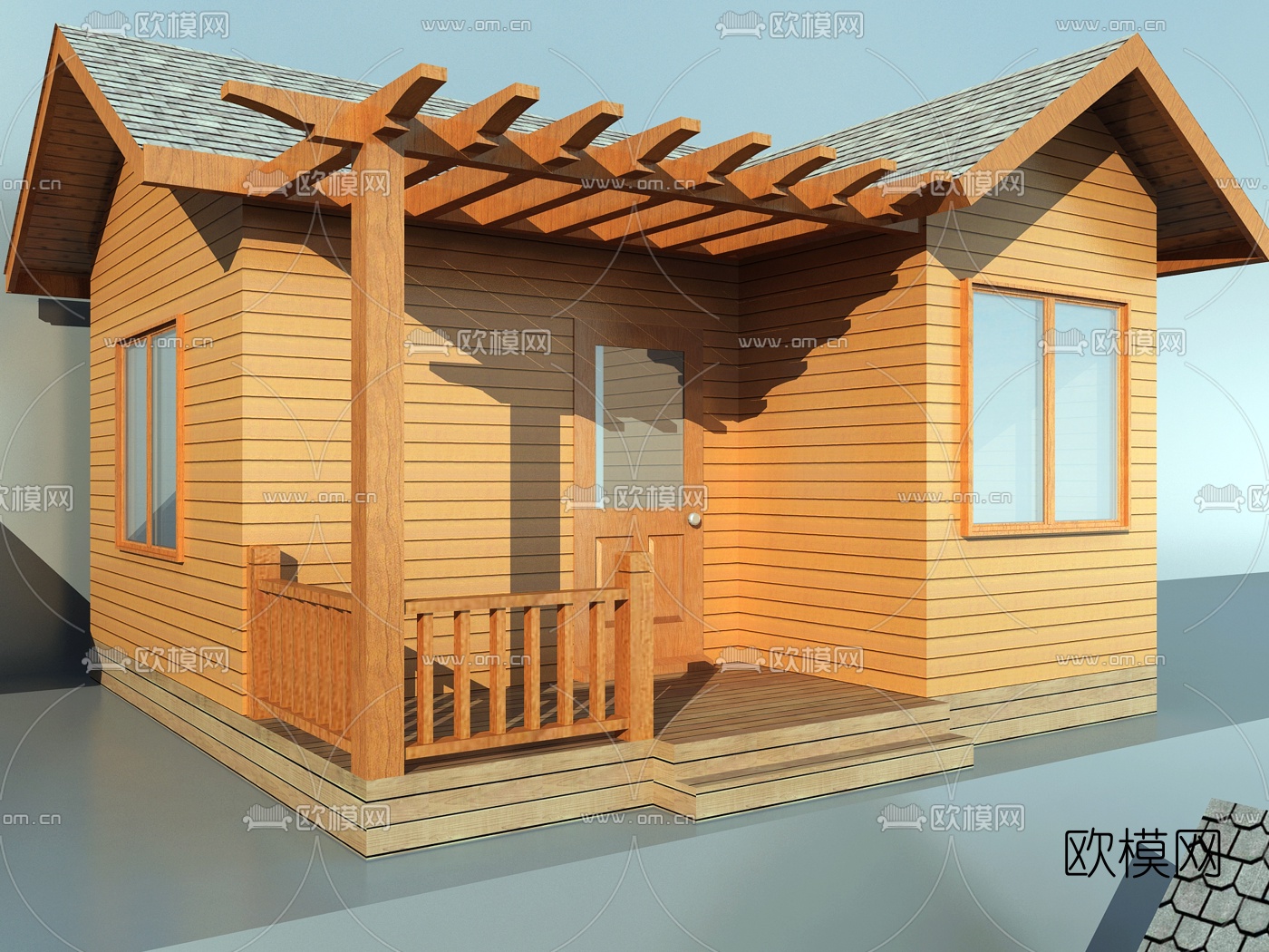 美式田园独栋木屋3d模型