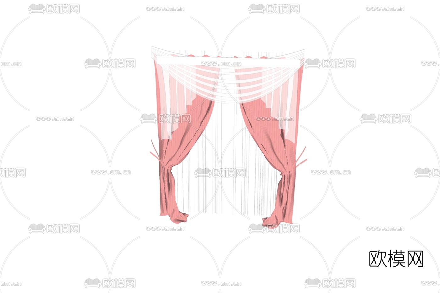 现代布艺窗帘免费su模型下载