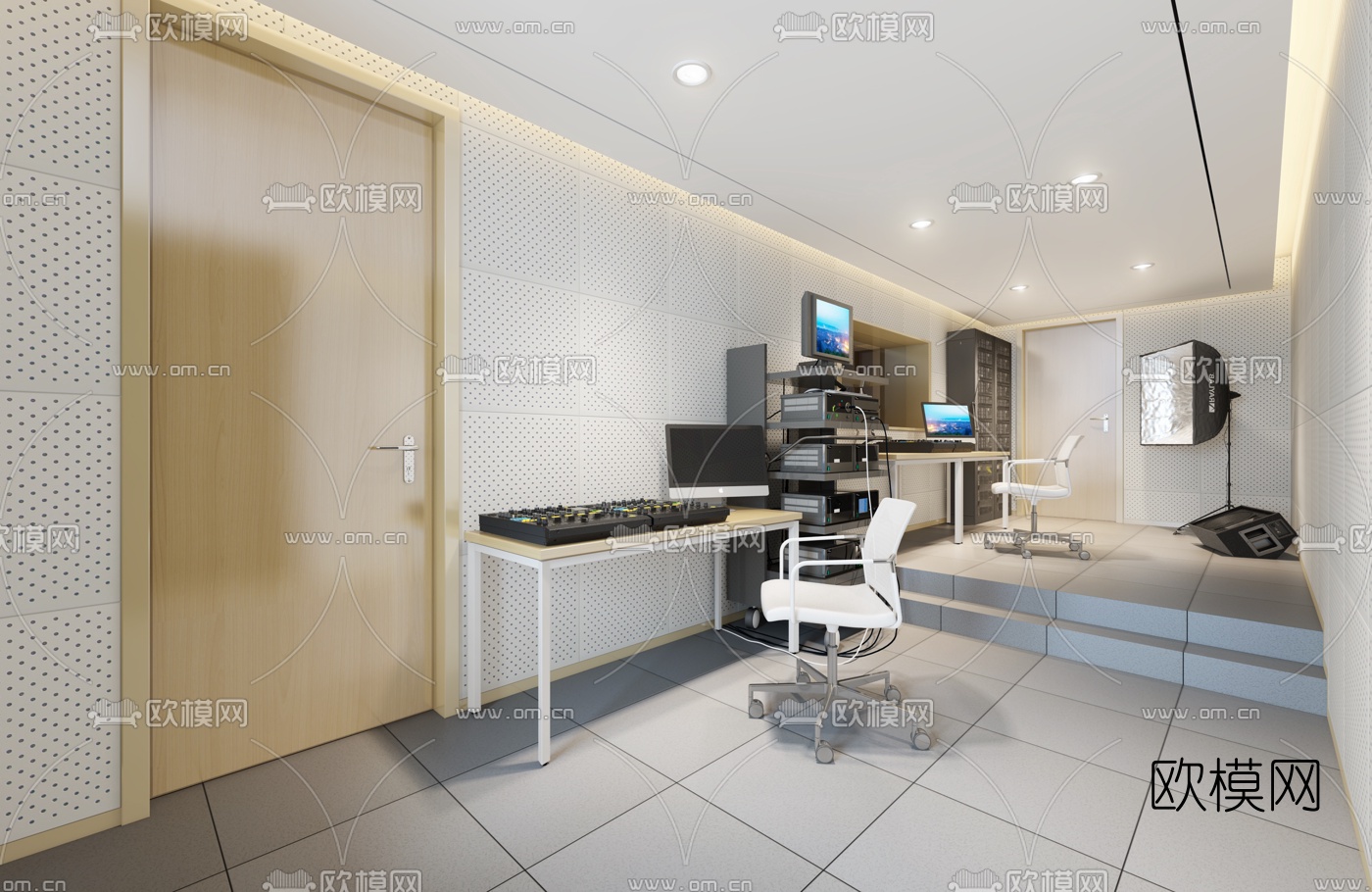 现代录音摄影棚3d模型下载（渲染图1）