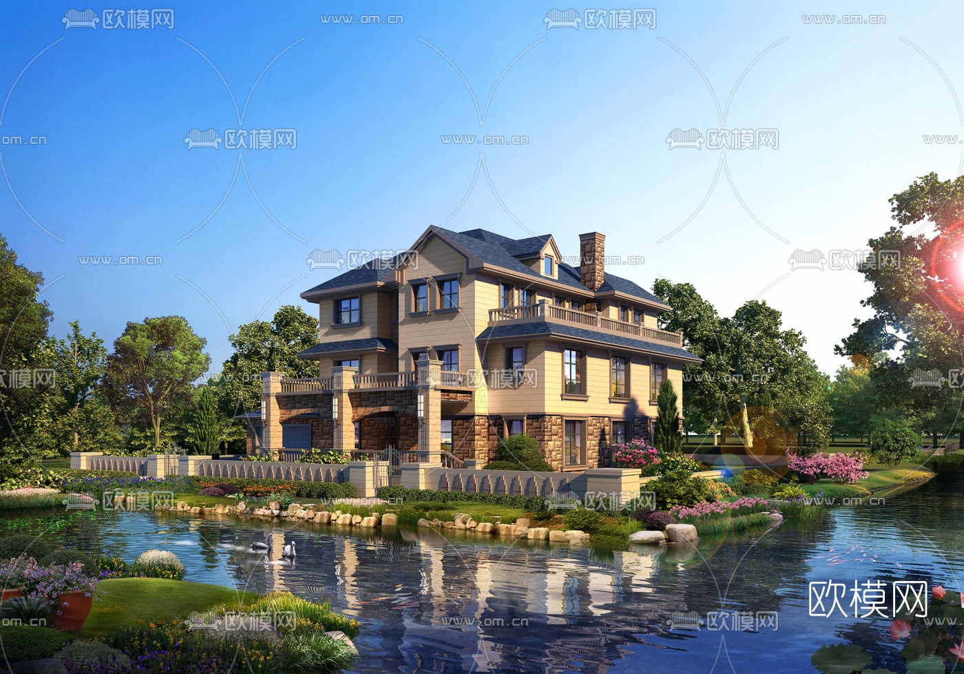 欧式别墅建筑外观3d模型