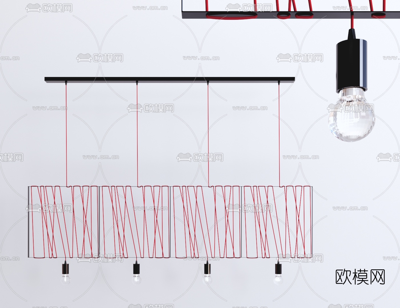 工业风铁艺线条吊灯3d模型下载