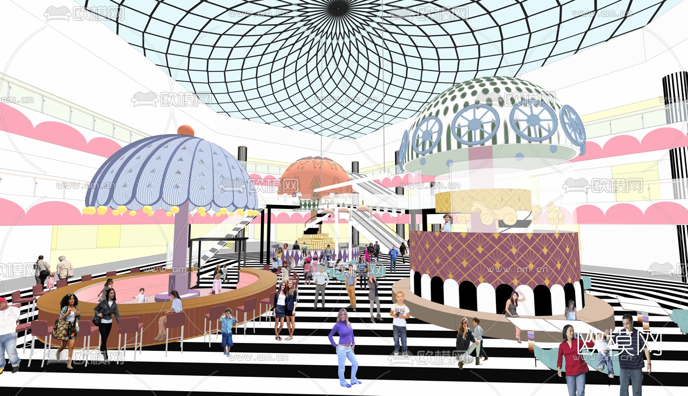 现代儿童室内游乐区su模型下载（渲染图1）