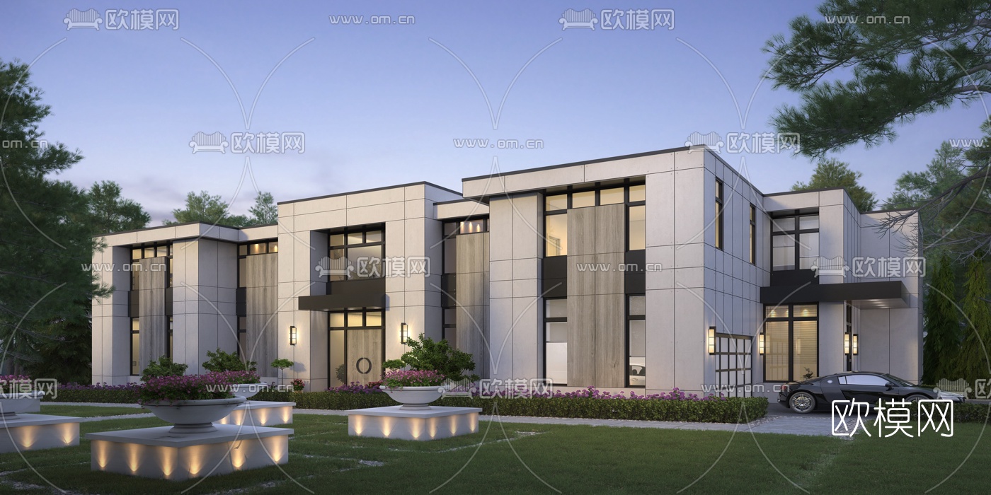 现代会所建筑外观3d模型