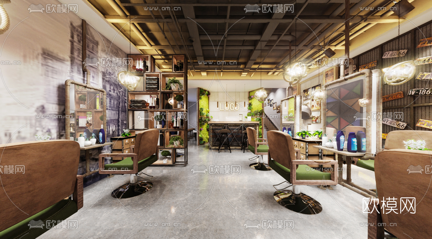 工业风理发店cr全景3d模型
