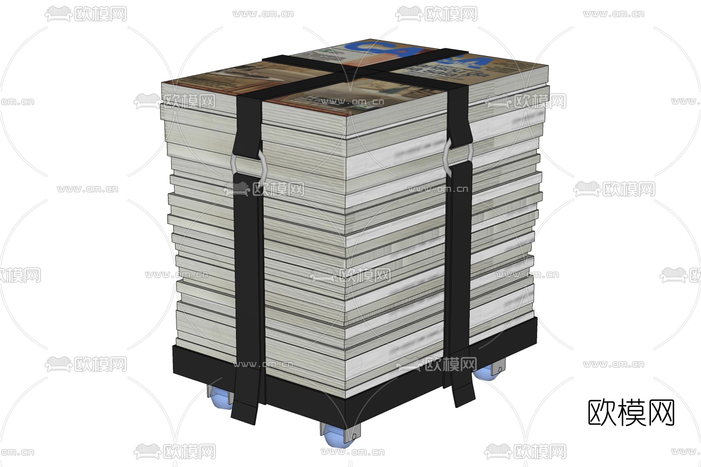 现代书籍组合免费su模型下载