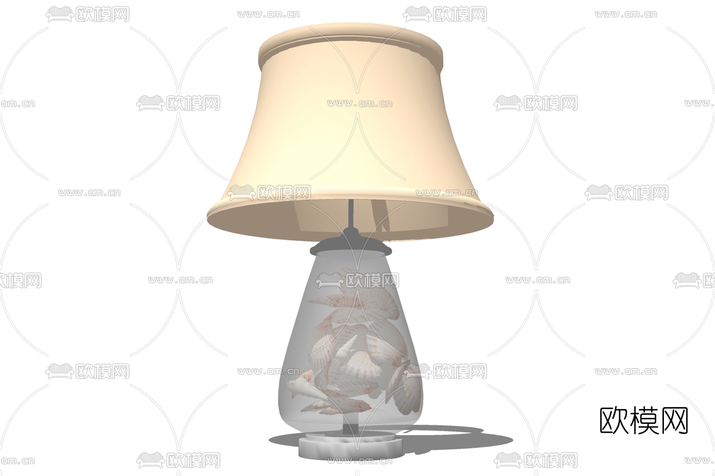 新中式玻璃台灯免费su模型下载