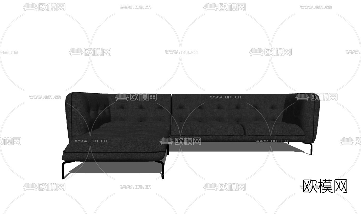 现代布艺多人沙发su模型下载