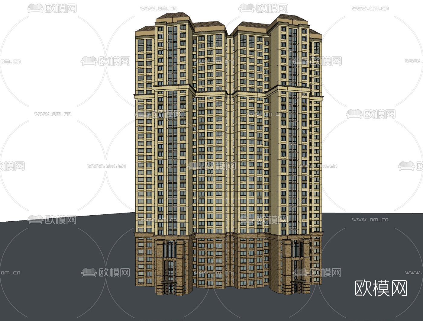 新古典高层公寓楼免费su模型下载