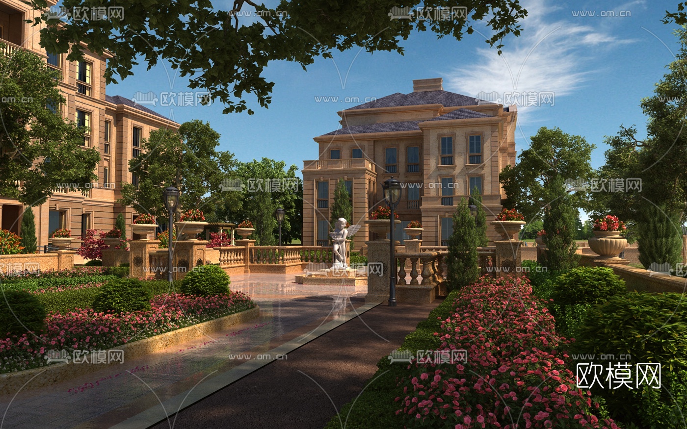 现代别墅园林景观3d模型