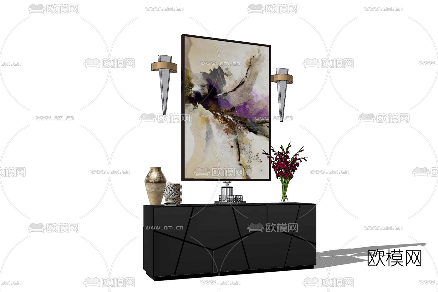 现代端景柜免费su模型下载