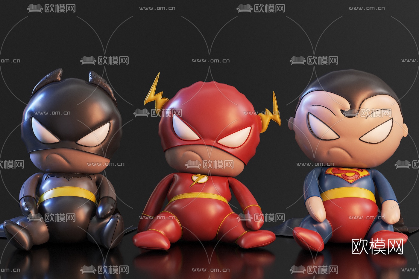 现代蝙蝠侠超人闪电侠玩具3d模型