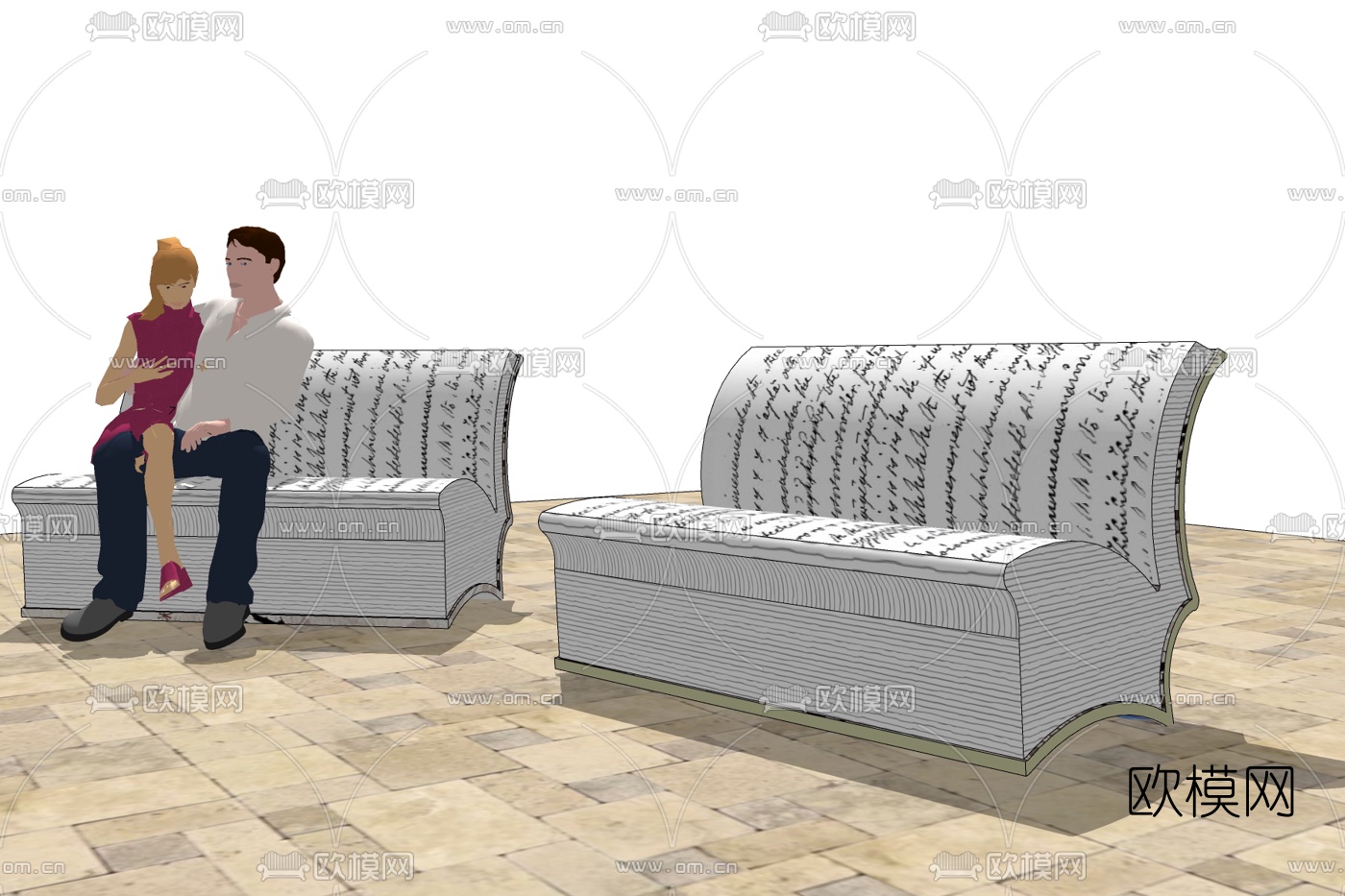 欧式书籍公用椅免费su模型下载