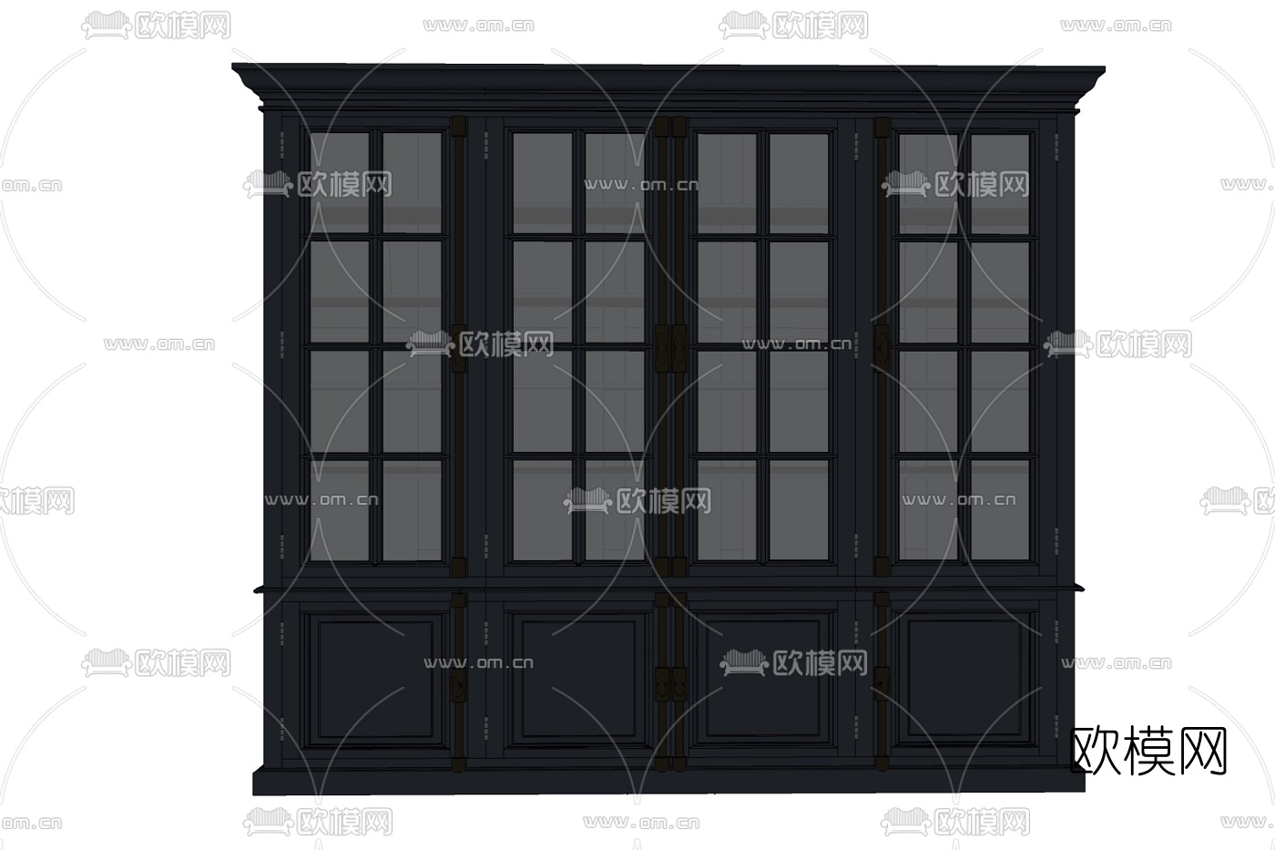 简欧实木衣柜免费su模型下载