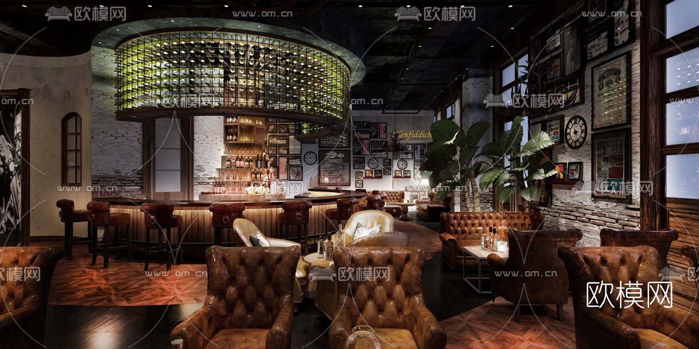 现代酒吧免费3d模型下载（渲染图3）