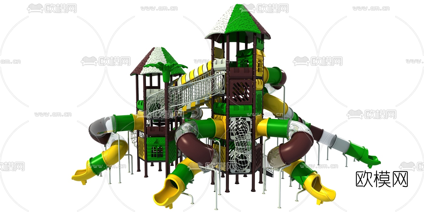 现代儿童滑梯3d模型下载（渲染图1）