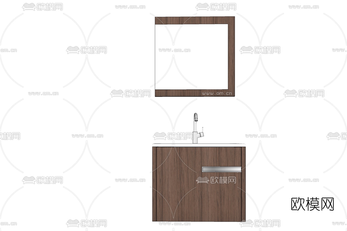 现代浴室柜洗手盆免费su模型下载