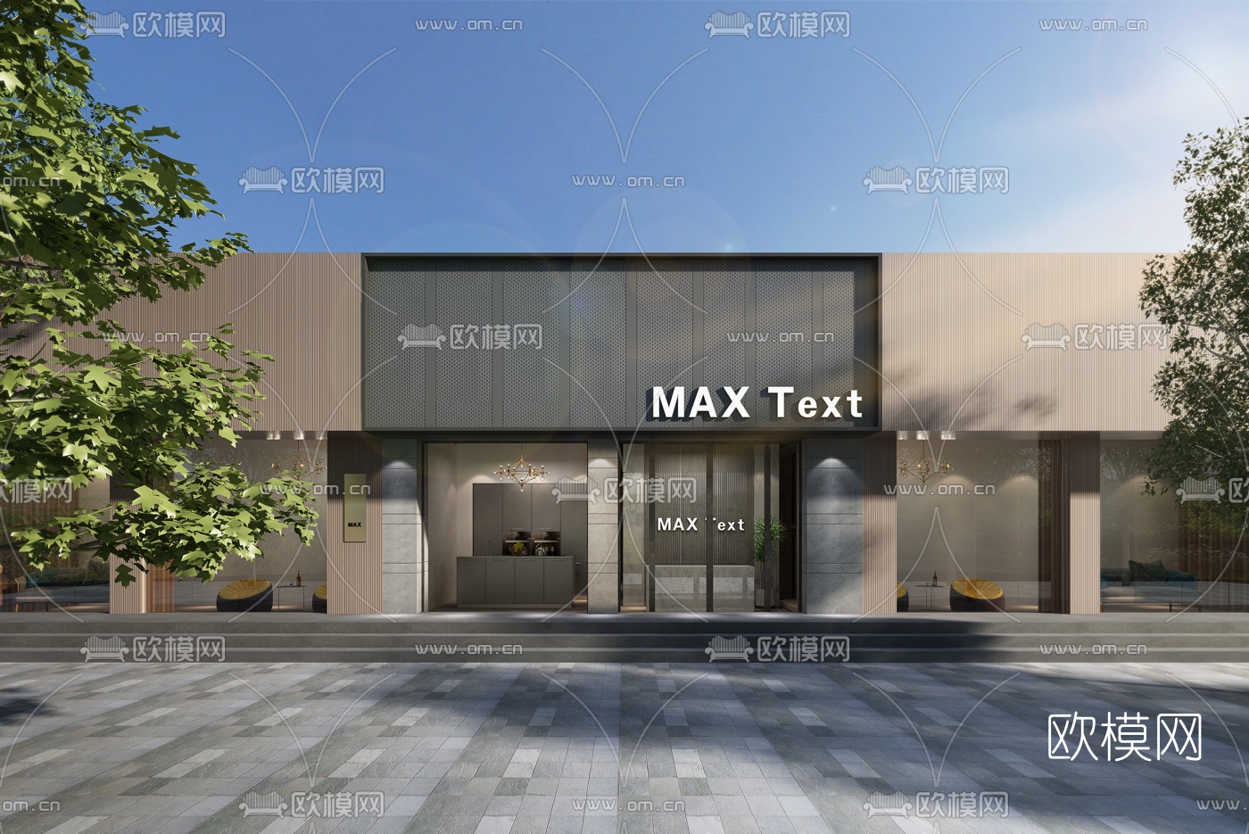 现代商铺门面门头3d模型