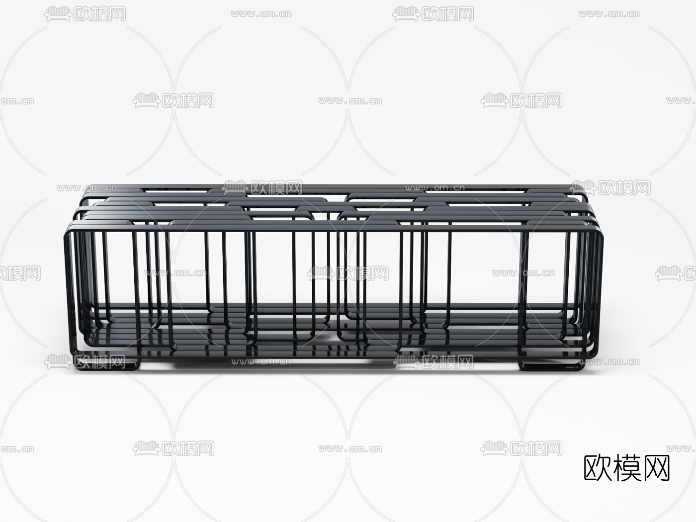 现代金属铁艺户外长凳3d模型下载（渲染图1）