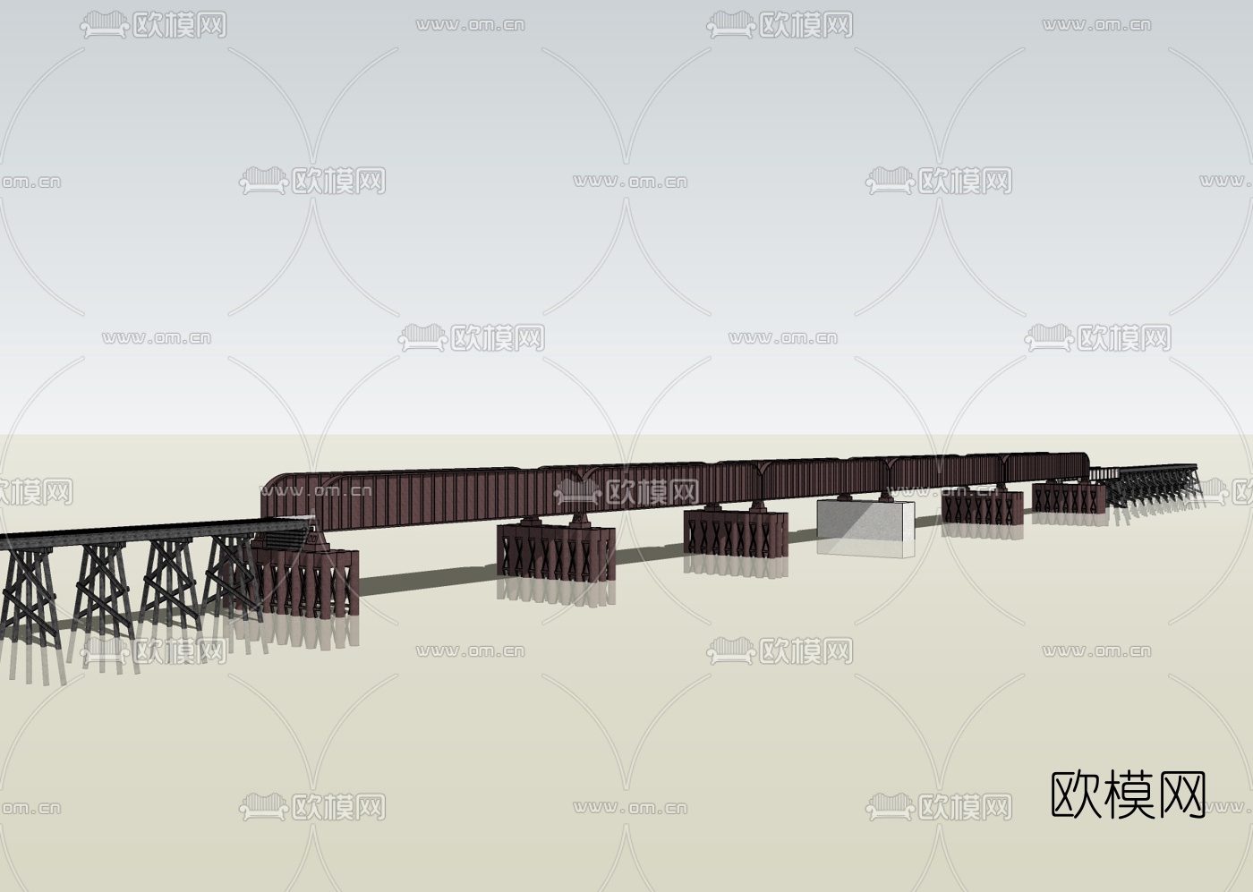 工业风桥梁免费su模型下载