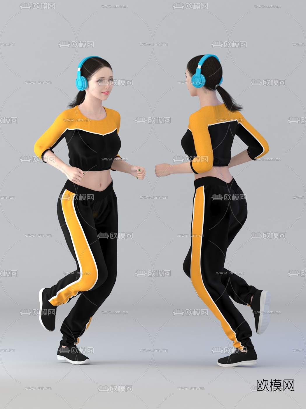 现代跑步女人3d模型