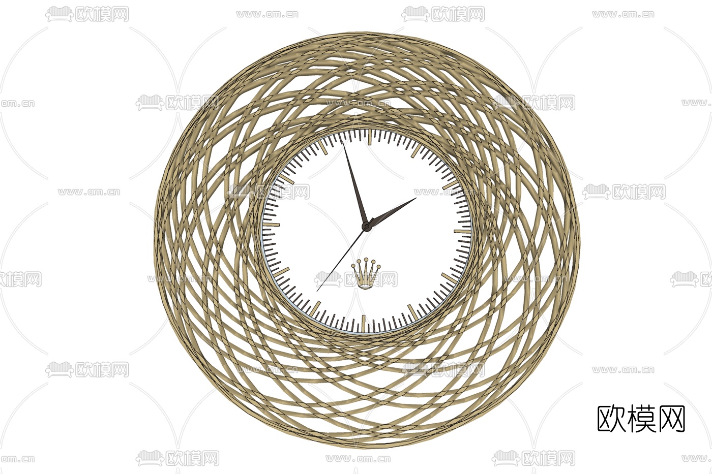 现代藤编装饰时钟免费su模型下载
