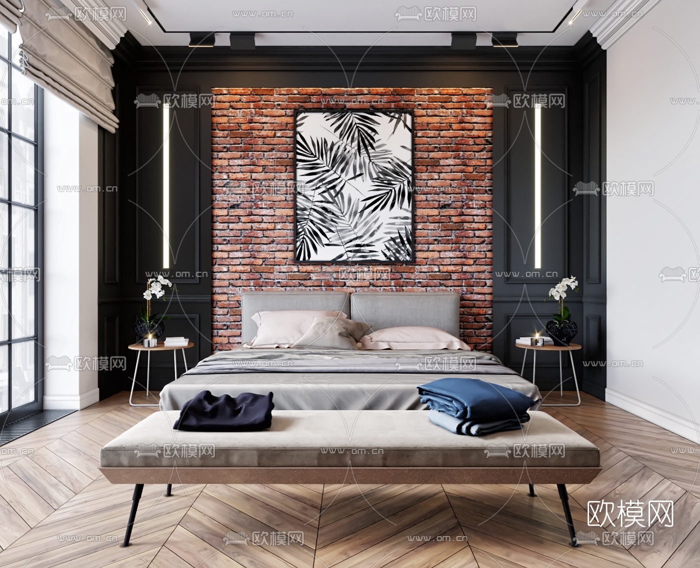 工业风卧室主人房3d模型下载（渲染图4）