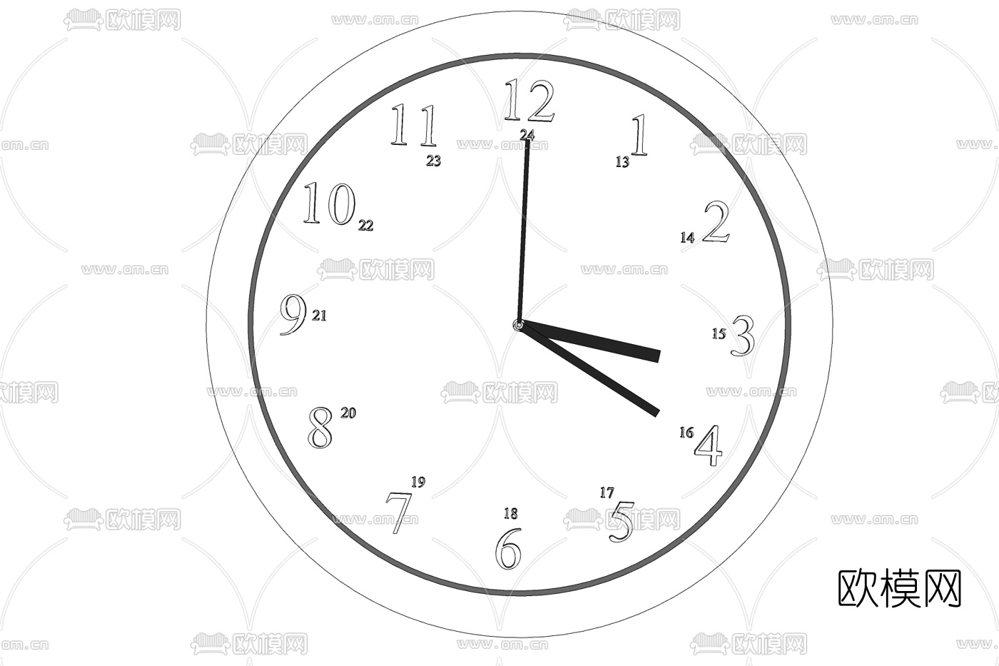现代圆形钟表免费su模型下载