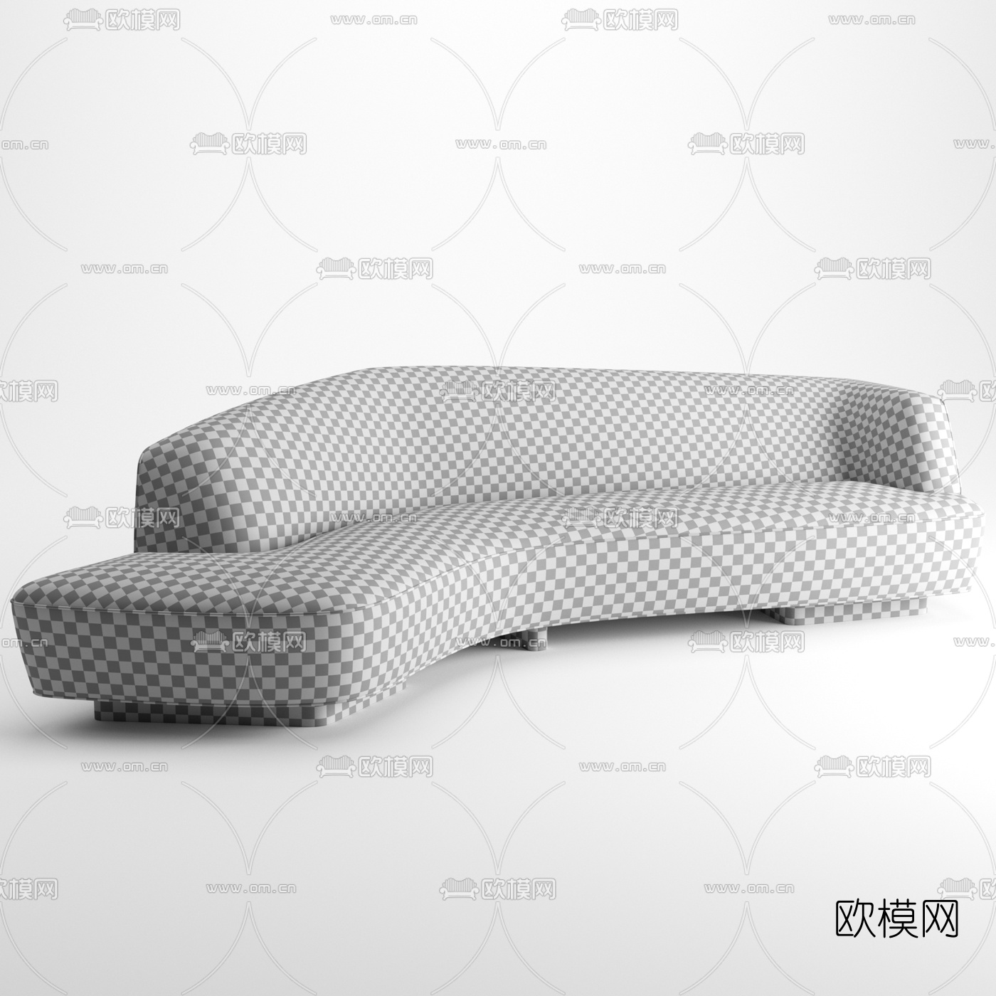 现代绒布弧形沙发3d模型