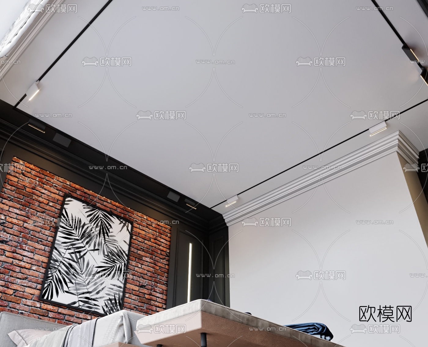 工业风卧室主人房3d模型下载（渲染图2）