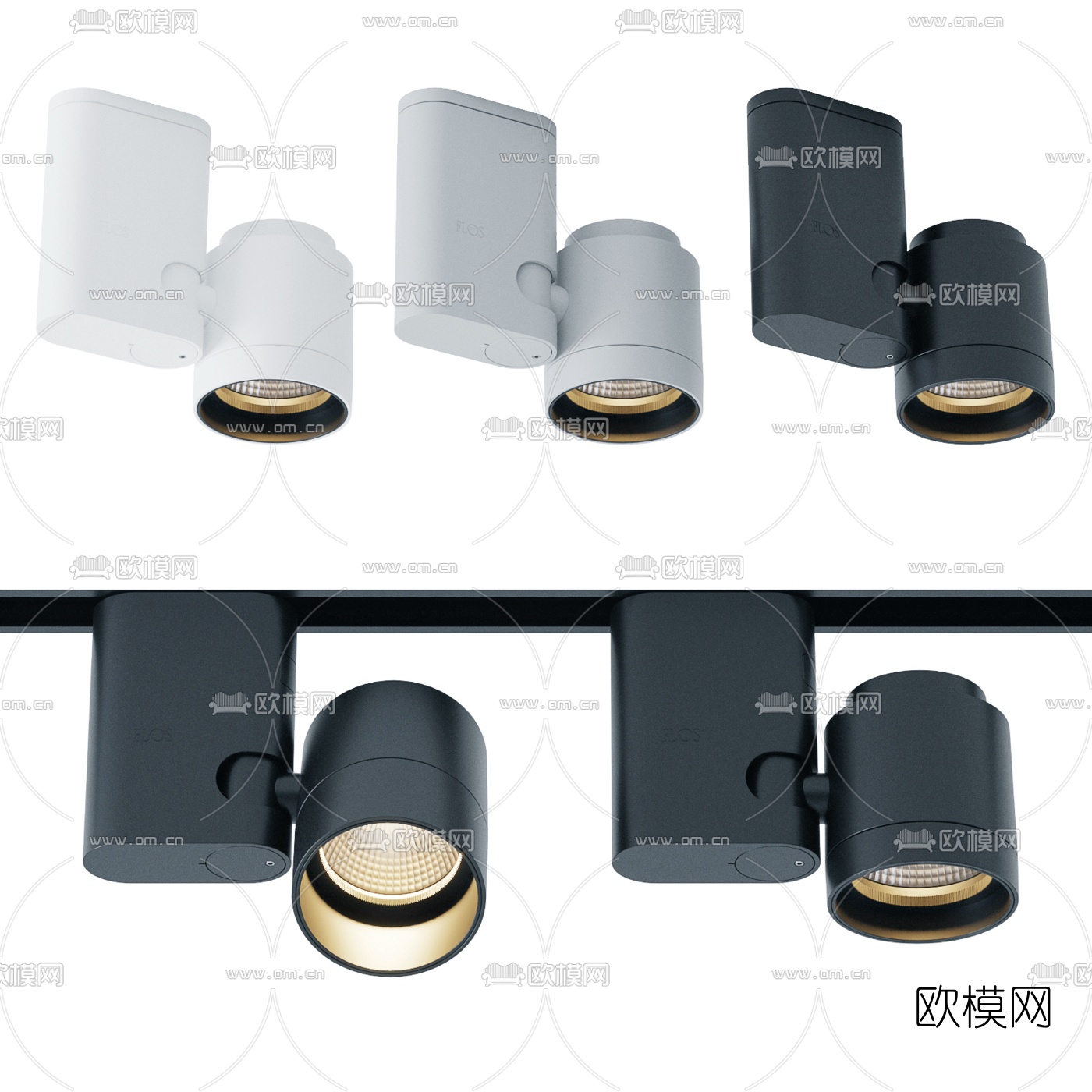 现代轨道筒灯射灯3d模型
