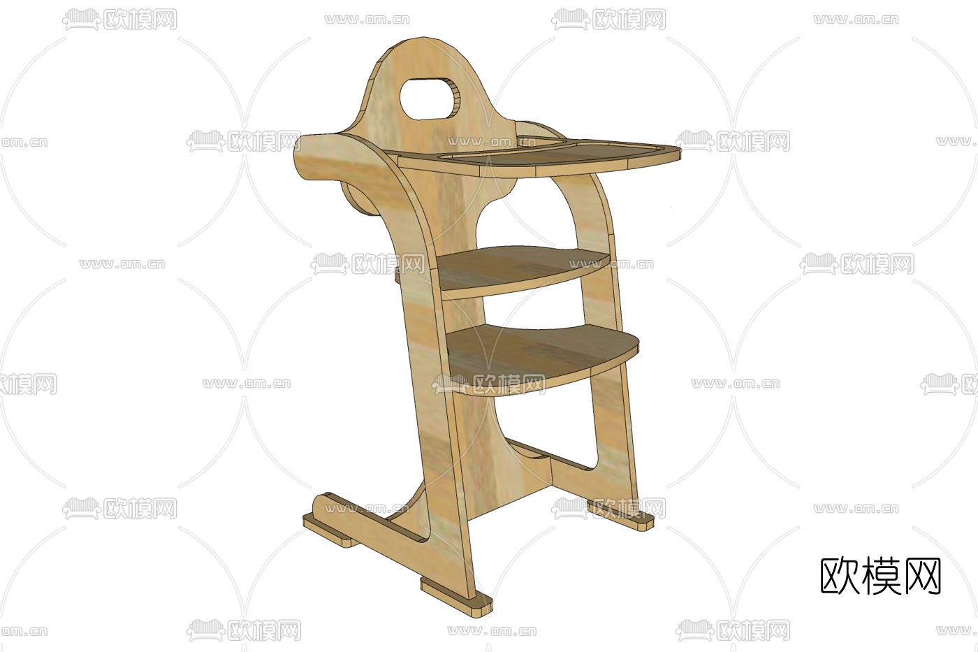 现代实木边几免费su模型下载