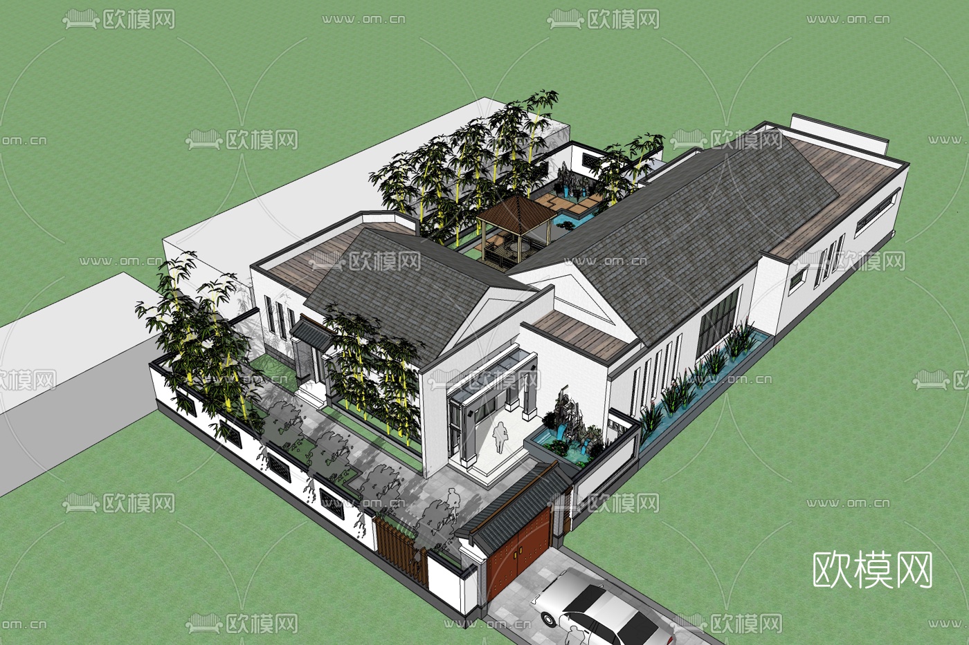 中式古建民房免费su模型下载