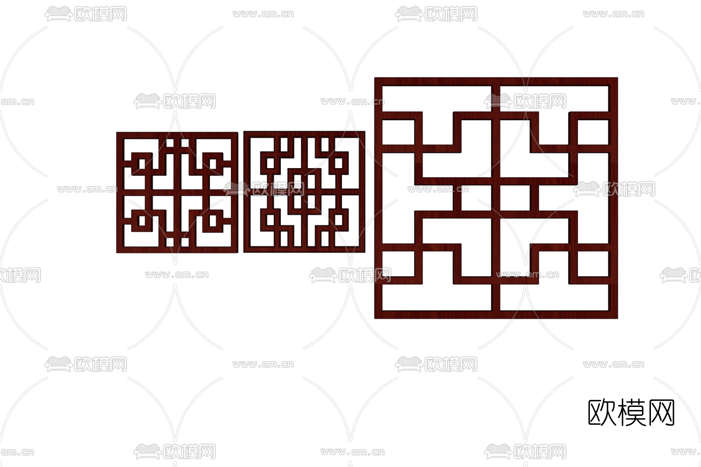 新中式窗花免费su模型下载