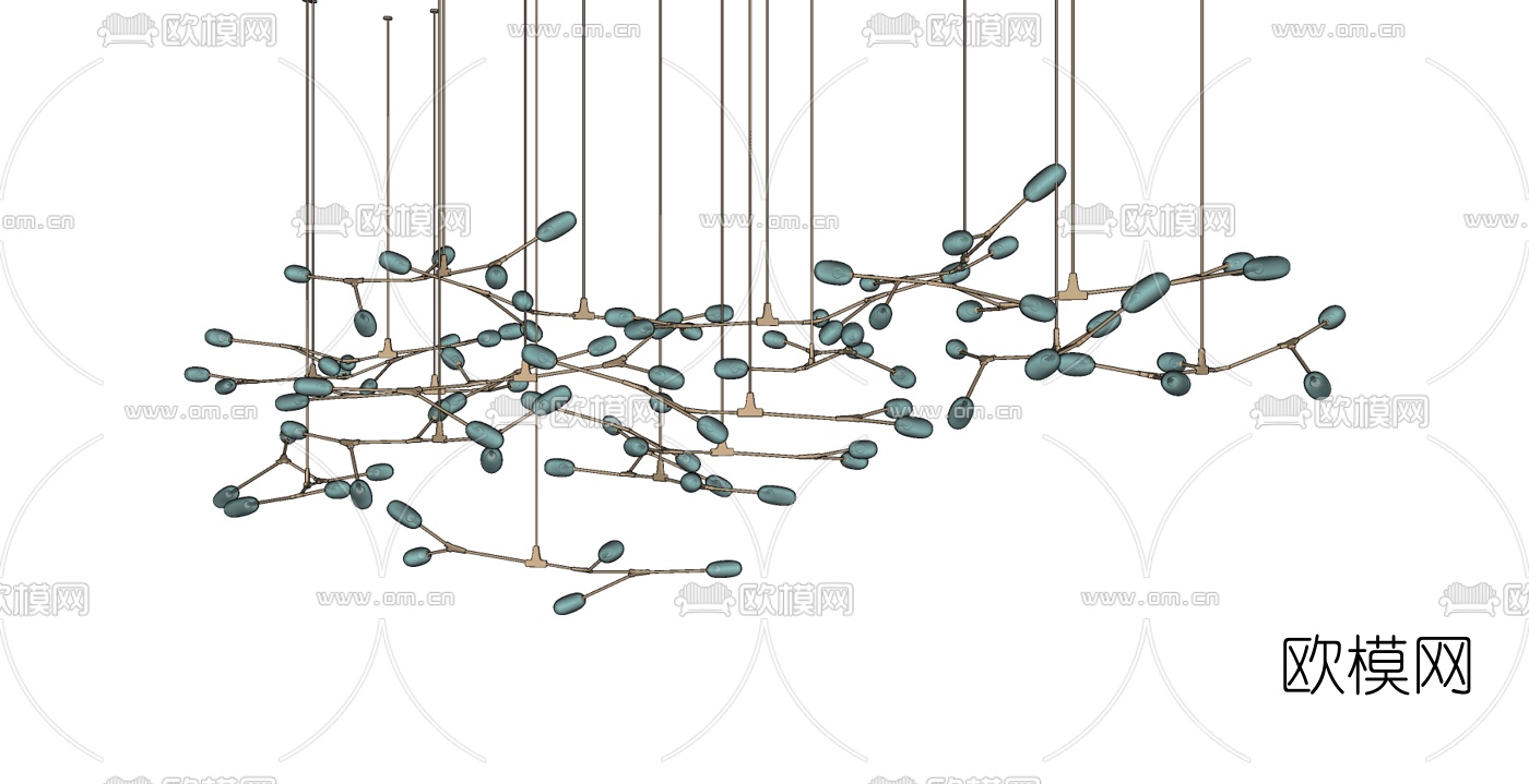 北欧轻奢多头吊灯su模型下载