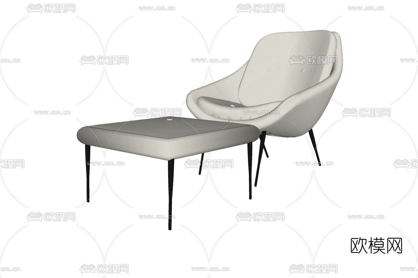现代布艺休闲椅免费su模型下载