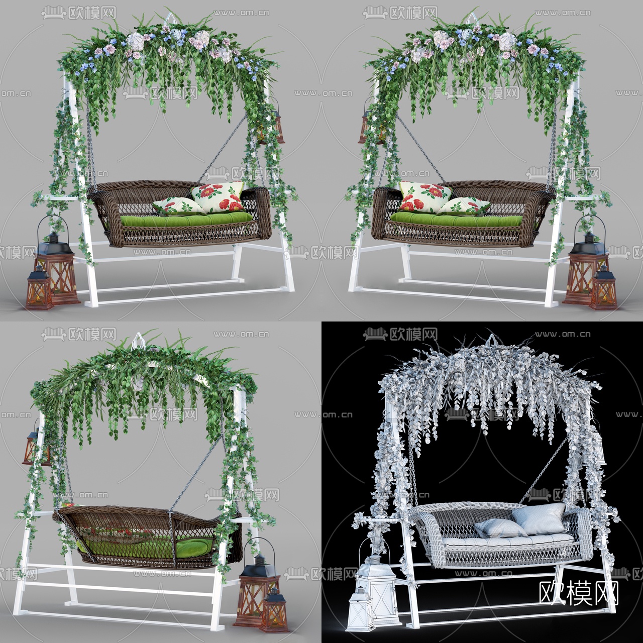 现代户外藤编吊椅3d模型下载