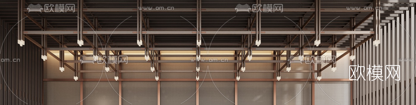 新中式大理石服务台接待台3d模型