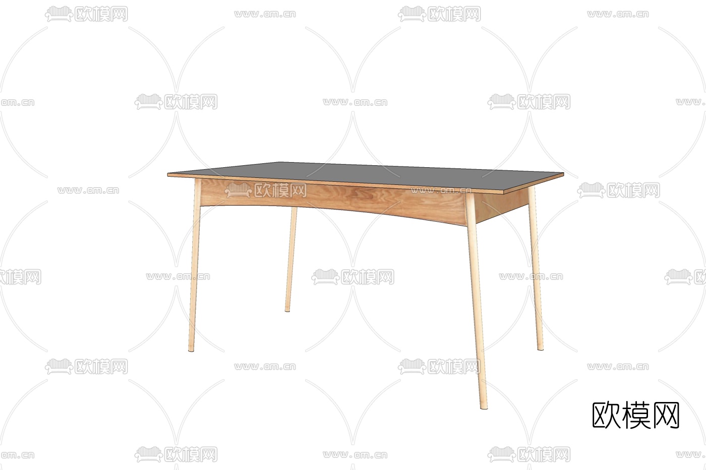 北欧实木餐桌免费su模型下载