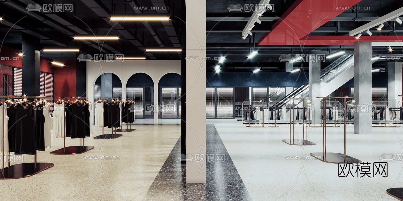 工业风女士服装店3d模型下载（渲染图5）
